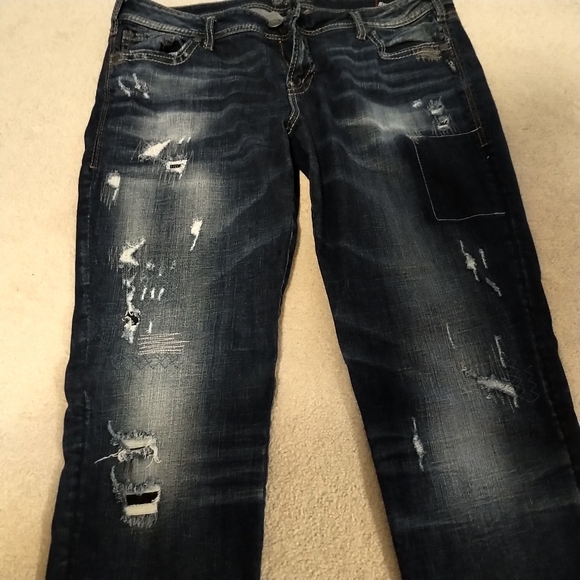 EUC Silver Aiko Mid Skinny Destructed Jeans Extra Tall 36Wx37L - Picture 6 of 16